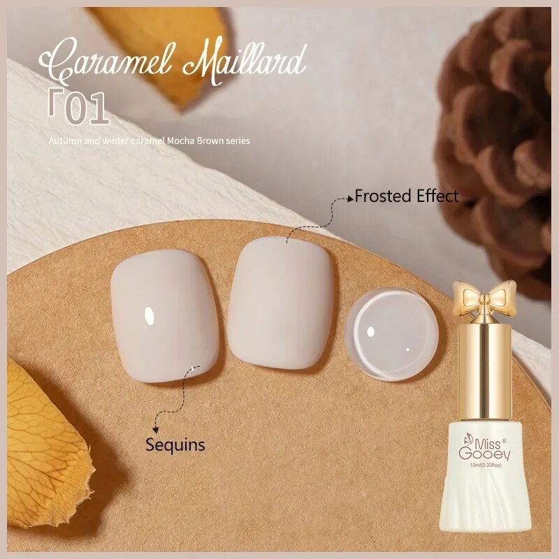 Yickyue Autumn Winter Caramel Coffee Color Gel Nail Polish Mocha Brown Series Semi Permanent UV Gel Dark Colors DIY Nail Art Gel Varnish