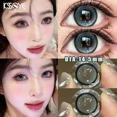 YICKYUE   -  2Pcs Colored Contact Lenses Myopia Degree -0.00 to -8.00 Nature Blue Eyes Gray Makeup Soft Lens Green Eye Beauty Pupil