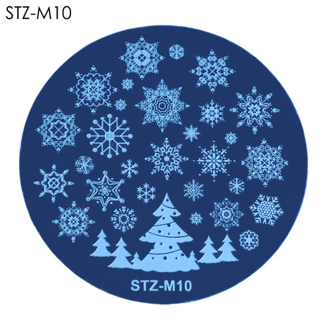 Christmas Nail Stamping Plates Polish Templates Snowflake Winter Design Stencils Molds Manicure Nail Stamp Tools TRSTZ-M01-10