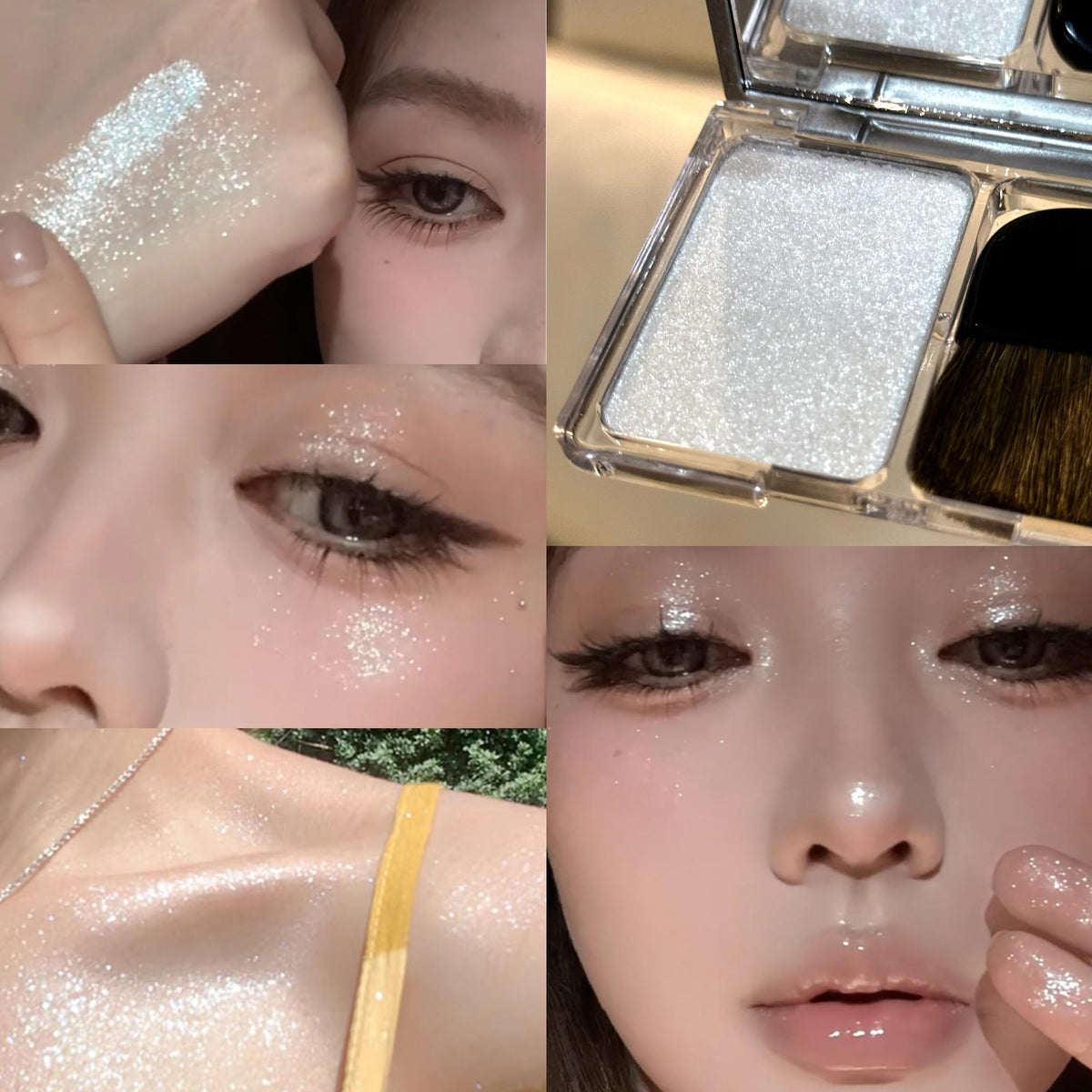 YICKYUE  -  Starlight Highlight Palette with Brush Facial Collarbone Brightening Clear Atmosphere Natural Three-dimensional