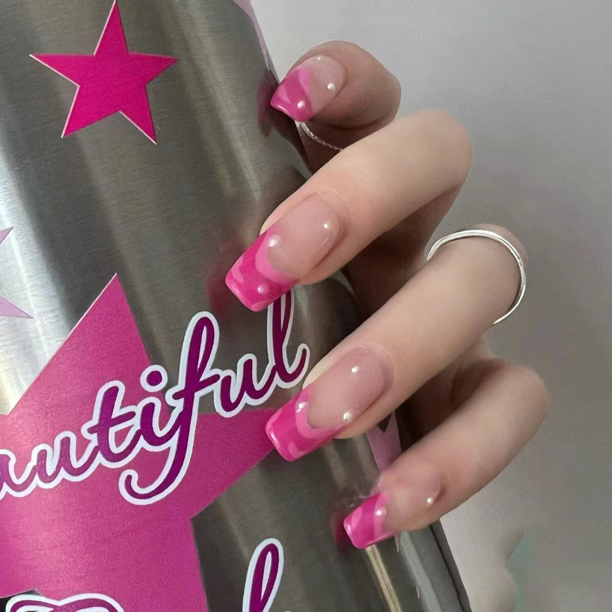Rose Ribbon Handmade Press On Nails
