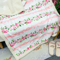 YICKYUE  -  Autumn Winter Single Blanket Fleece Thick Warm Quilt Office Nap Blankets French Classic Printing Velvet Blanket Home Bedding