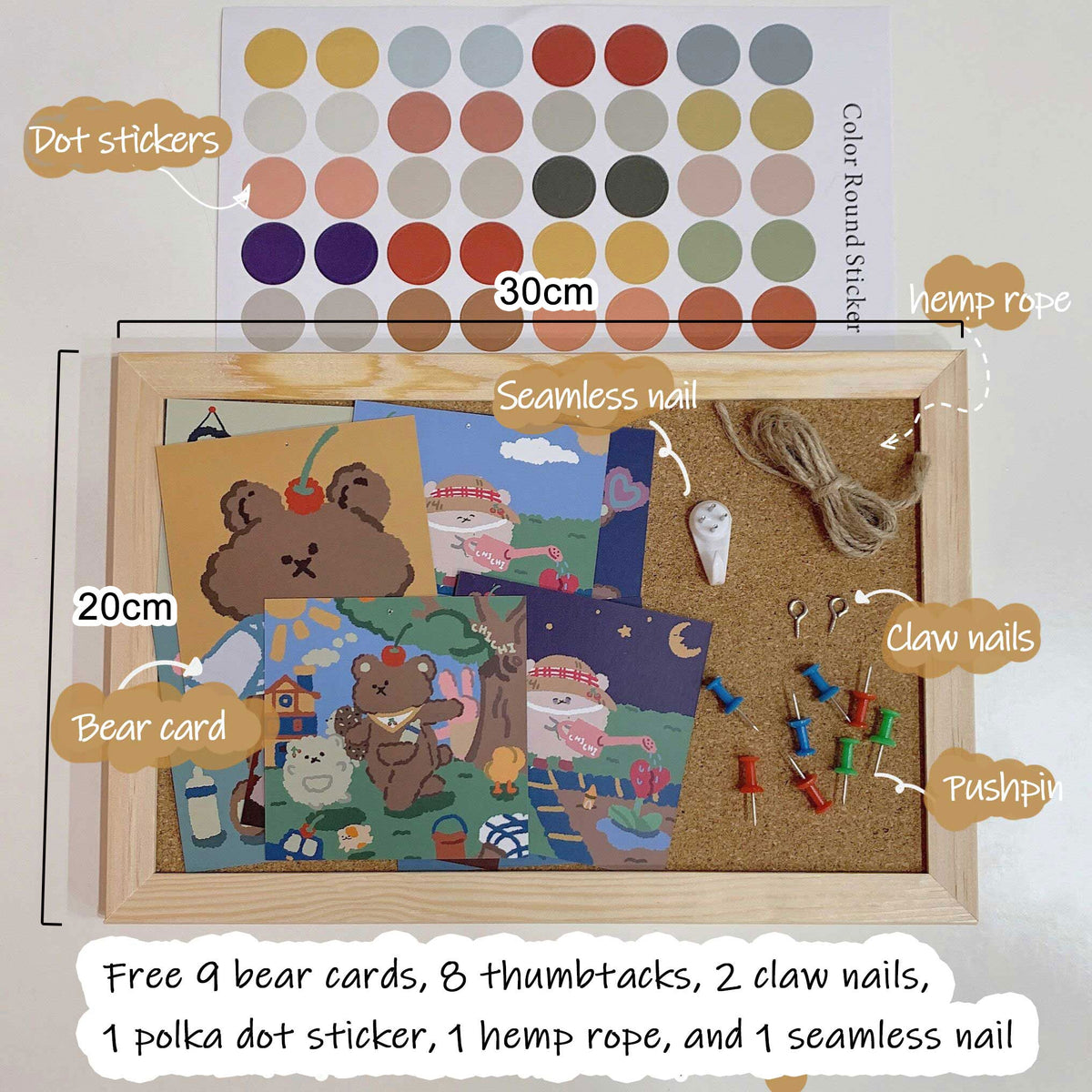 W&G Cork Board Kawaii Photography Background Board Wall Message Board Letters Accessories Postcard Photo Cork Board Decoration