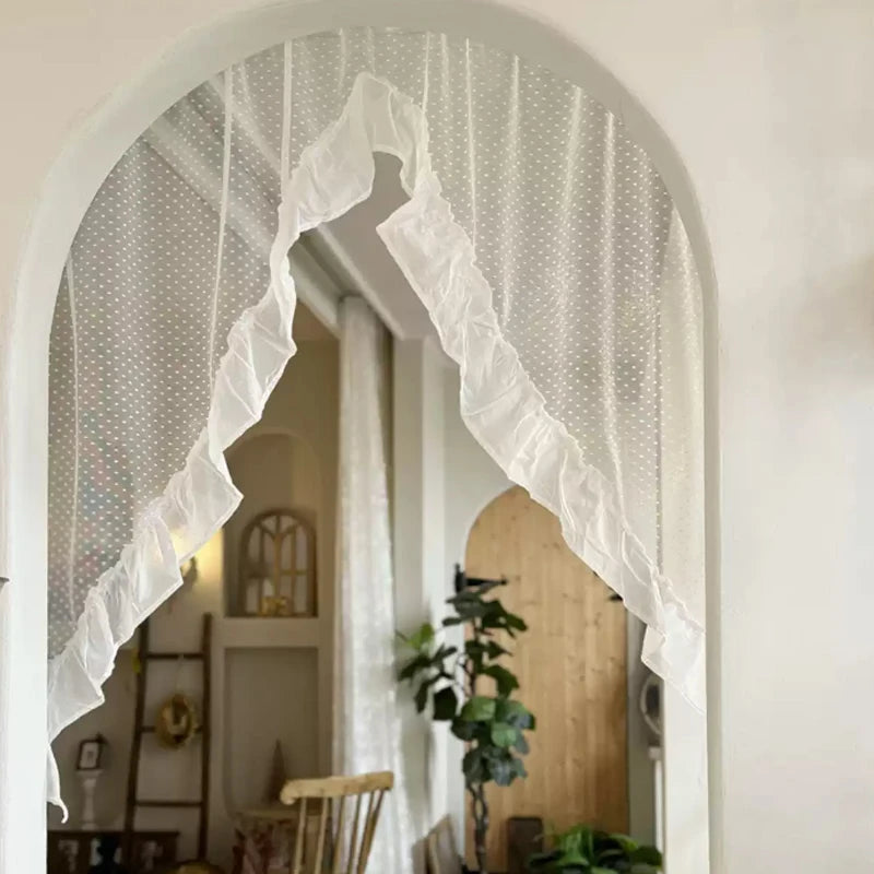 YICKYUE  -  1 Panel Lace Sheer Curtain Valance Floral Embroidered Swag Curtains Valance Tiers for Doorway Kitchen Bathroom Window Rod Pocket