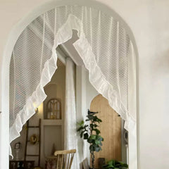 YICKYUE  -  1 Panel Lace Sheer Curtain Valance Floral Embroidered Swag Curtains Valance Tiers for Doorway Kitchen Bathroom Window Rod Pocket