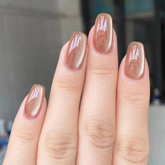 Yickyue  Grey Sparkling Cat Eye Cute Bowknot Nail Art Solid Color Fake Nails Detachable Finished False Nails Press on Nails with Glue