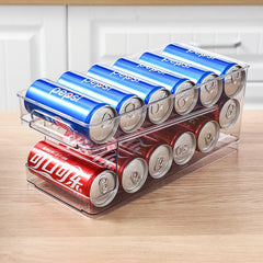 Refrigerator Stacking Soda Pop Can Organizer Plastic Rolling Bottle Holder for Beer Beverage Fridge Pantry Kitchen Drink Storage