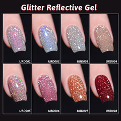YICKYUE  -  15ml Red Reflective Shining Nail Gel Polish Sparkling Semi Permanent Soak Off UV Gel Glitter DIY Nail Art for Winter