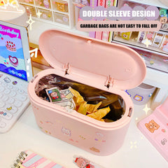 W&G Ins Trash Bin Japanese Desktop Trash Can with Lid Dustproof Student Dormitory Home Living Room Small Storage Box