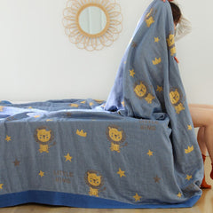 Yickyue New cartoon lion throw blanket Kawaii summer adult kids Bedspread gauze quilt single double comfortable sofa blanket soft cotton