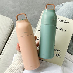 Yickyue Ins Simple Stainless Steel Thermos Water Bottle Creative Portable Large Capacity Men Women Vacuum Insulation Cup Gift Wholesale