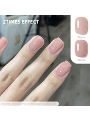 YICKYUE  -  1 PC 15ML Nail Polish - Jelly Ice Transparent Pink, Peelable UV LED,  Oval Shape, , Solid Pattern, for Nail Salon and DIY