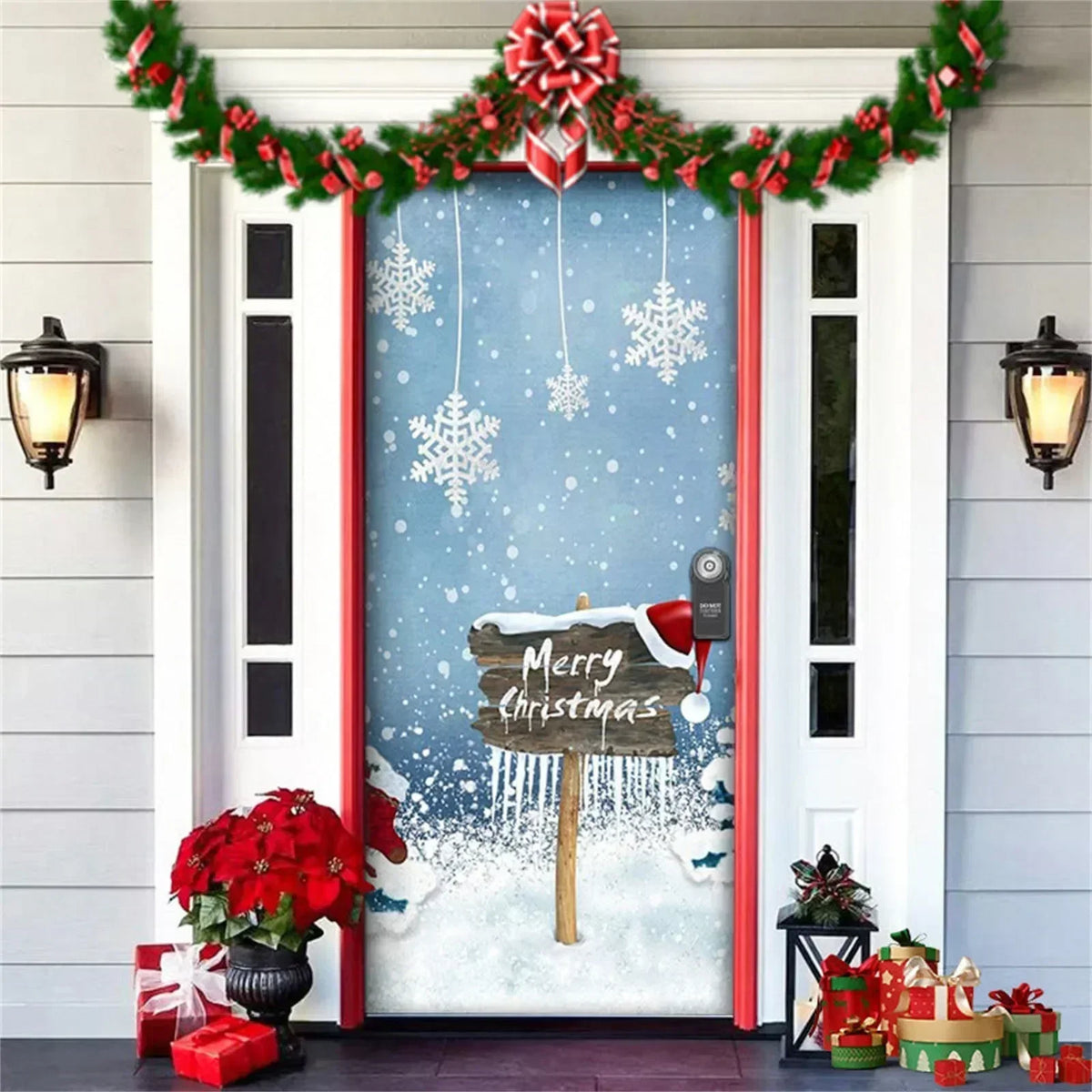 YICKYUE  -  New Year Christmas Background Decoration Hanging Cloth Christmas Door Background Cloth Party Decoration Tapestry Door Cover 2025