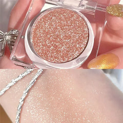 YICKYUE  -  1Pc Diamond Glitter Eyeshadow Shiny Pearlescent White Brown with Flash Eye Shadow Palette Long Lasting Eyes Makeup Cosmetics