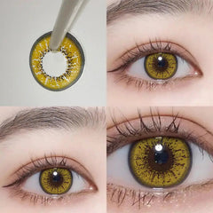YICKYUE  -  2Pieces Colorcon Color Contact Lenses Yearly Yellow Contact Lenses with Graduation Free Shipping