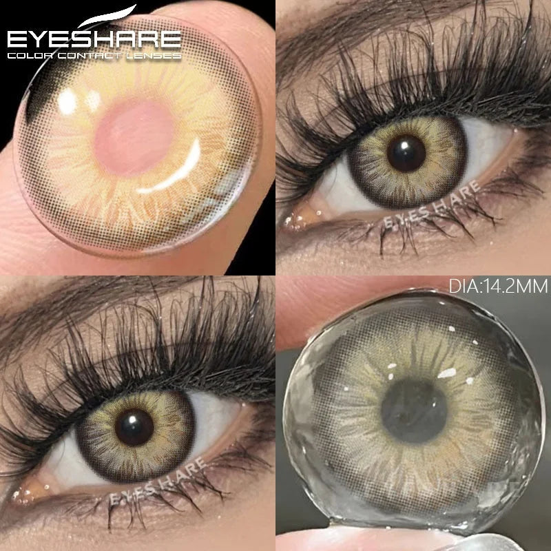 YICKYUE  1 Pair Colored Contact Lenses for Eyes Blue Eye Lenses Gray Pupil Lenses Green Eye Natural Brown Lens Beauty Makeup