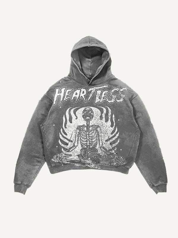 Hearujoy  New Street Trend Y2K Skull Gothic Punk Fashion Zipper Lazy Zipper Hoodie
