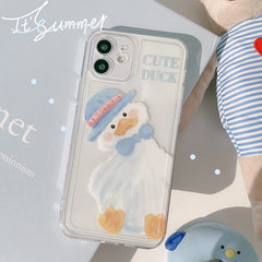 Ins cute duck soft silicone phone case for iphone 11 12 mini pro max 7 8 plus x xr xsmax se  cartoon cover protective capa