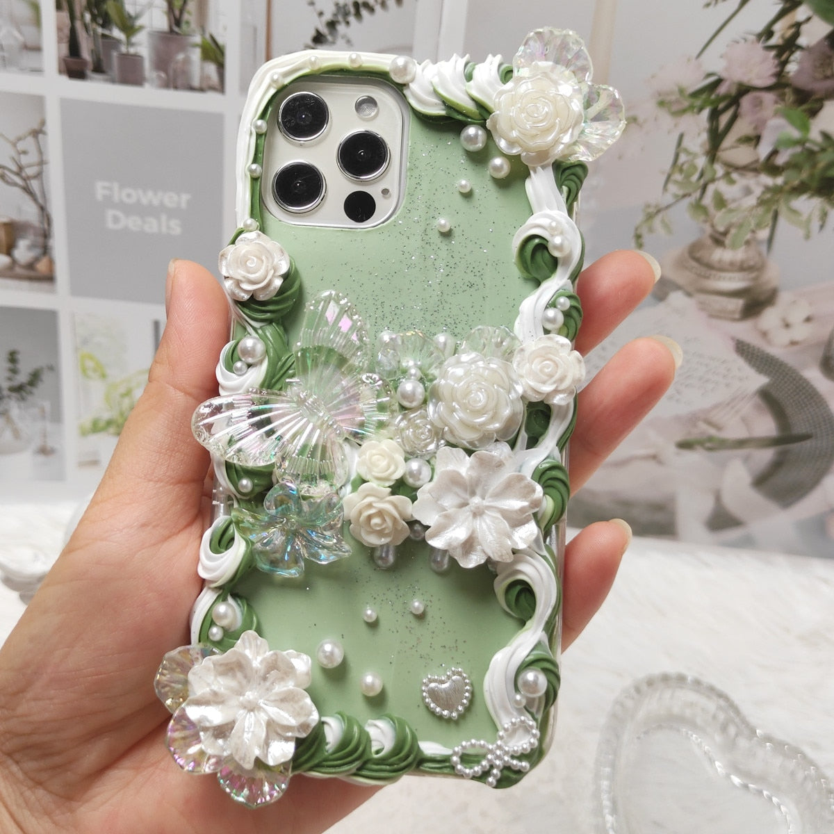 Handmade Angel Case For iPhone 11/12 pro max DIY phone shell 3D butterfly flowers XS MAX XR Creamy Customized Cover 12 mini gift