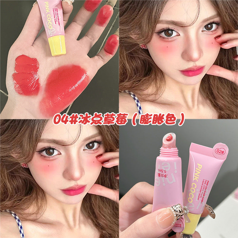 YICKYUE  -  Dule-use Blusher Cream Lipstick Matte Liquid Orange Peach Face Pigment Natural Lasting Cheek Tint Liquid Face Makeup