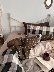 Parisian Mixed Sle 4-Piece Bedding Set Vintage Pure Cotton Combed Cotton Bedding Kit Bed Canopy Design Skin-Friendly