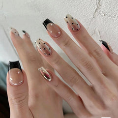 Black Polka Dot Handmade Press On Nails