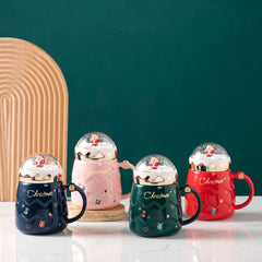 2022 New Creative Cartoon Santa Claus Ceramic Mug Christmas with Lid Large-capacity Gift Water Cup Milk Cup 500ml