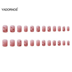 Press on nails with designs Crystal Cherry Short Nail Stickers Finished Nail Stickers 24 Nail Stickers With Glue TY