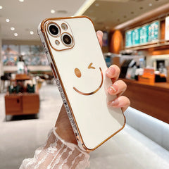 Luxury Plating Smiley Airbag Bumper Case For iPhone 11 12 13 Pro Max Mini XR X XS 7 8 Plus SE 2 Silicone Shockproof Soft Cover