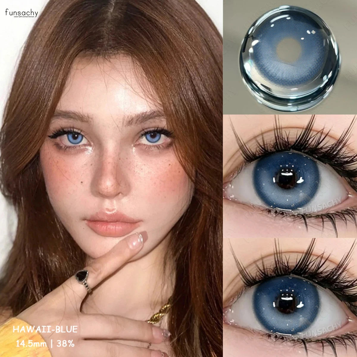 YICKYUE  -  2PCS Natural Color Contact Lenses for Eyes with Diopter Myopia Yearly Use green Beauty Pupils grey colorcon Nature Lens