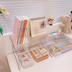 Shelf Organizer Desktop Folding Rack Stationery Organizer Cosmetic Storage Rack Bed Folding Table Acrylic Tray Shelf Organizer