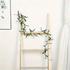 2Pcs/4Pcs Artificial Olive Leaf Vine Strips, Green Plant Garland with Fruits, Suitable for Christmas Decoration, Wedding Party, Family Garden, Artificial Hanging Leaf Vine with Front Door Wall Decoration