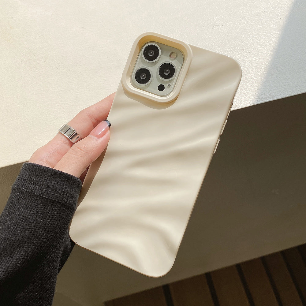 YICKYUE  -  Wavy Phone Case For iPhone 11 Case iPhone 15 14 13 12 Pro Max XR XS Max X 7 8 Plus SE 2020 Shockproof Bumper Solid Color Cover