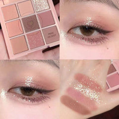 YICKYUE  -  Button Eye Shadow Palette Glitter Pearlescent Matte Brown Eyeshadow Long-lasting Shimmer Low Saturation Korean Makeup Cosmetic