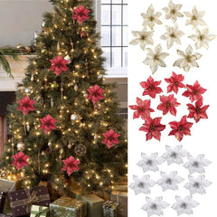 5pcs Gold Silver 13cm Big Silk Flower Head Artificial Flower For DIY Christmas Tree New Year Home Decoration adornos de navidad