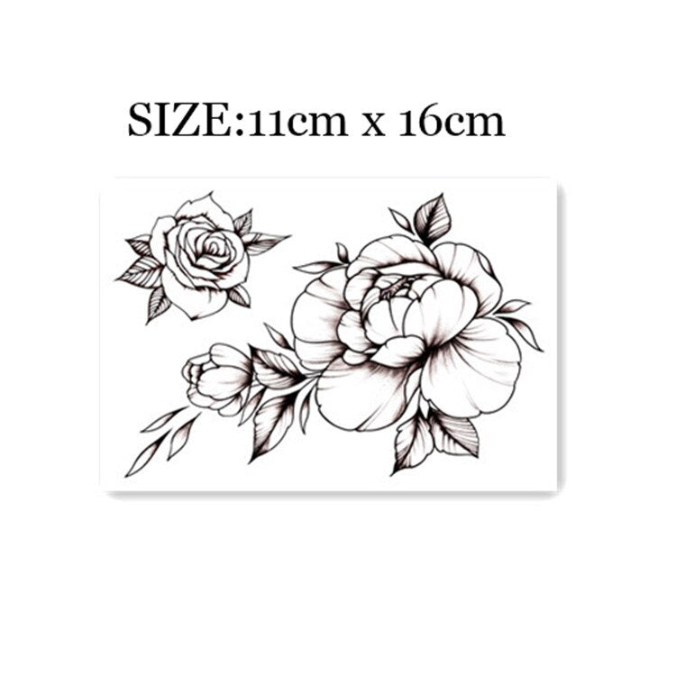 Waterproof Temporary Tattoo Sticker Sketch Flower Design Body Art Fake Tattoo Flash Tattoo Clavicle Female