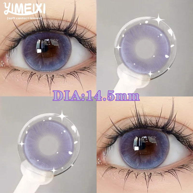YICKYUE  -  1 Pair Korean Lenses Colored Contact Lenses with Prescription Purple Myopia Lenses Natural High Quality Beautiful Pupil