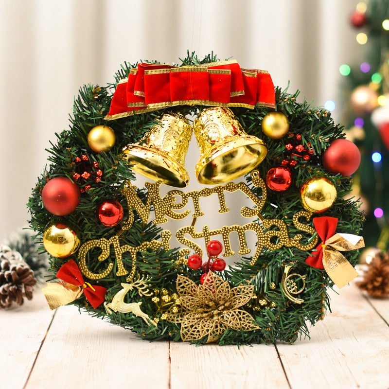 Yickyue Christmas Double Bell Garland Faux Pine Cones Red Berries Garland Door Wall Hanging Merry Christmas Decoration Navidad New Year