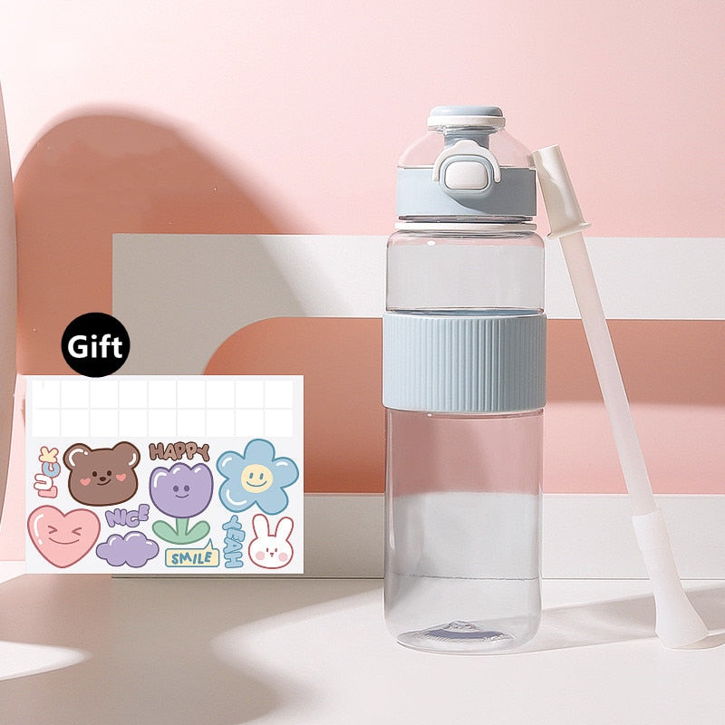 1100ml/720ml Fashion Healthy Material Water Bottle With Straw Large Capacity Sport Drinking Plastic Bottles Eco-Friendly
