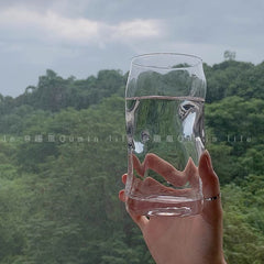 YICKYUE  -  Korean Ins Style Irregular Transparent Glass Twist Water Cup Juice Milk Cup Summer Cold Drink Cup Lovely Simple Decorative Cup