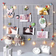 Modern Home Wall Decoration Iron Grid Decor Photo Frame Wall Art Display Mesh Storage Shelf Organizer Postcards DIY Rack Holder