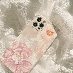 Retro big flower soft silicone 3d leather phone case for iphone 11 pro max 12 mini 7 8 plus x xr xs max cute conque shell funda