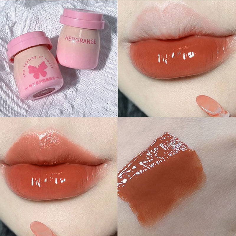 YICKYUE  -  Milk Bottle Lip Frozen Water Gloss Mirror Face Lip Frozen Through Not Easy to Stain Cup Women's Lipstick