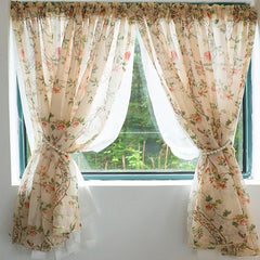 YICKYUE  -  American Pastoral Curtain Retro Double-layer Home Decoration Livingroom Bedroom Door Curtain Coffee Shop Kitchen Short Curtain
