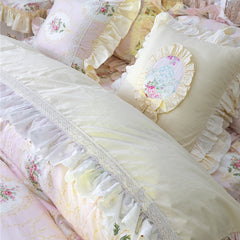 YICKYUE  -  Pink French Bed Cover Full Set Retro Rose Printed Bed Linen Set Bed Sheet Pillowcase Quilt Cover Home Elegant Pastoral Bedingset