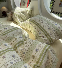 YICKYUE  -  Fresh fashion green flower rabbit beding set,twin full queen french floral cotton home textile bed sheet pillow case quilt cover