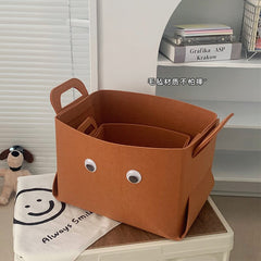 Collapsible Felt Storage Basket Foldable Bin Organizer with Handles Dirty Clothes Basket Toy Storage Box Sundries Storage Basket