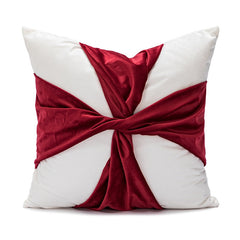 Yickyue New Velvet Christmas Cushion Cover Pillow Covers Decorative Red Bow Hairball Cushion Cover Festive Home Christmas Decorations