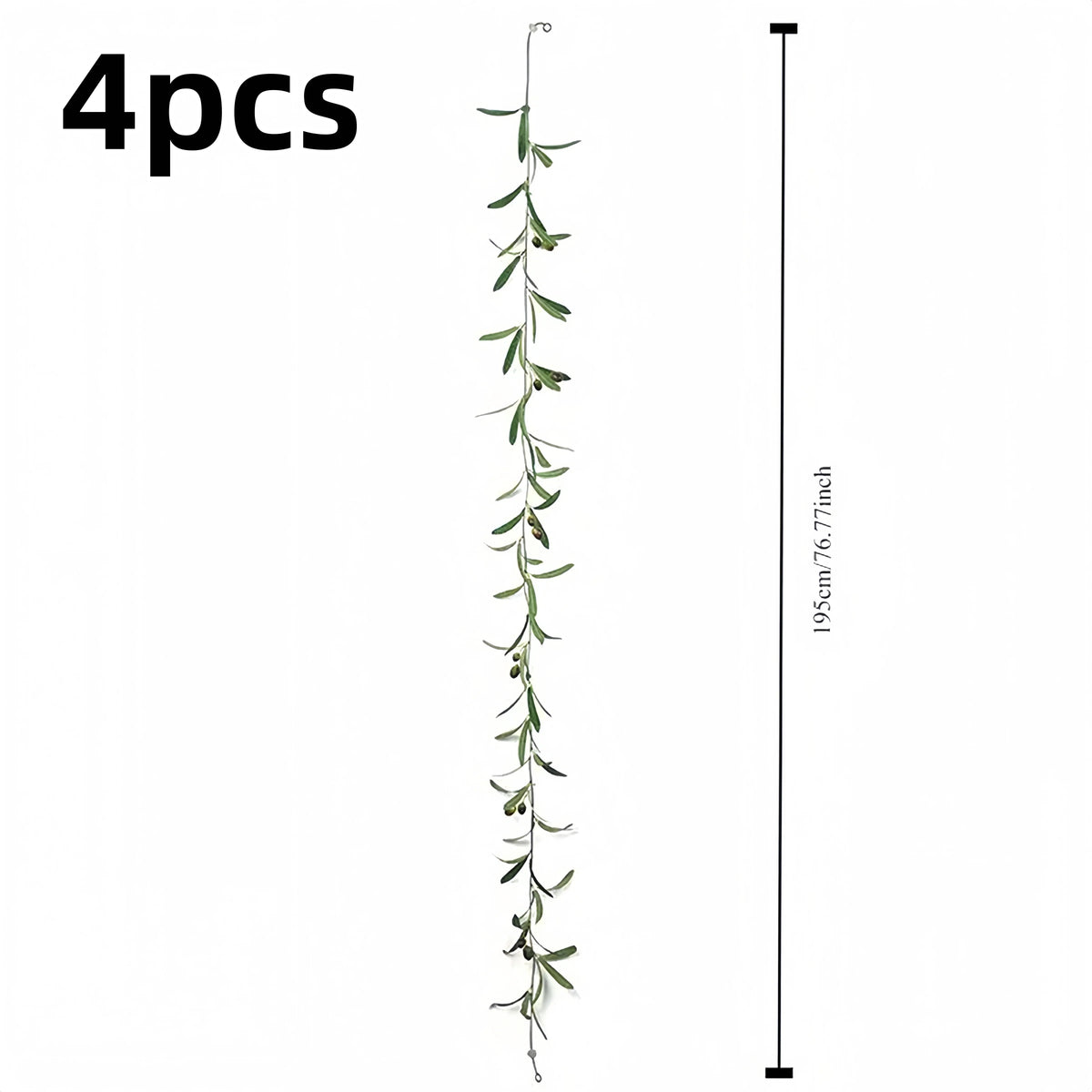 2Pcs/4Pcs Artificial Olive Leaf Vine Strips, Green Plant Garland with Fruits, Suitable for Christmas Decoration, Wedding Party, Family Garden, Artificial Hanging Leaf Vine with Front Door Wall Decoration