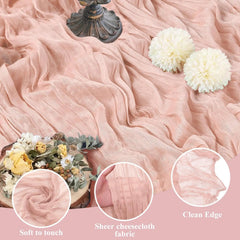 YICKYUE  -  10pcs Voile Cheesecloth Table Runner Wedding Semi-Sheer Gauze Dining Table Decoration for Party Banquet Arches Draping Fabric